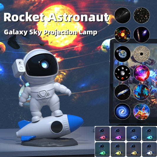 Rocket Astronaut with Galaxy Sky Projector Lamp
