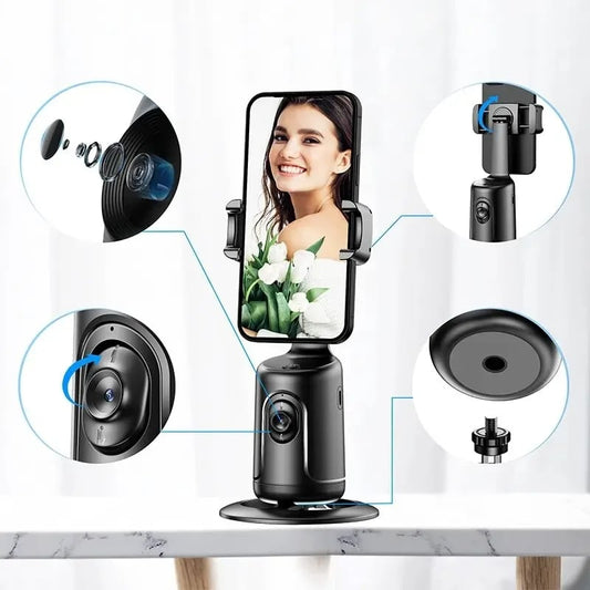 360° Auto Face Tracking AI Smart Gimbal - Smart Phone Holder for Vlogging, Demonstrations and Presentations Live