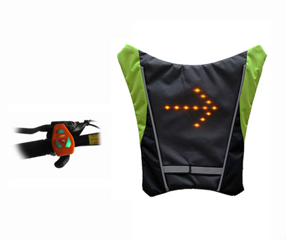 USB Rechargeable Reflective Vest Backpack with LED Turn Signal for Cycling