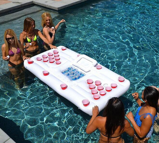 Inflatable Table with Ice Bucket and Cup Holders