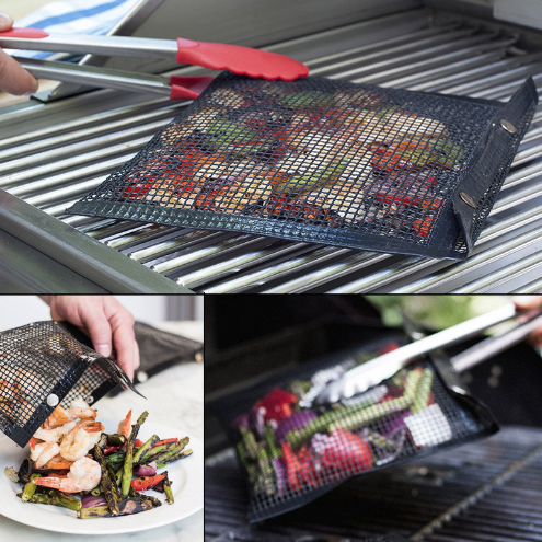 Reusable Non-Stick BBQ Grill Mesh Bag - Ideal for Outdoor Picnic and Camping