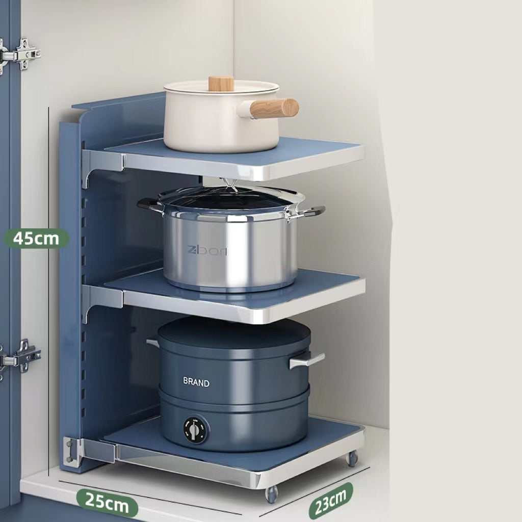 Kitchen Pot Rack - Multi-layer Shelving for Under-Sink Cabinet Storage